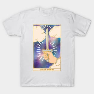 Ace Of Swords - Tarot Card Print - Minor Arcana T-Shirt